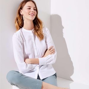 Petite Dotted Ruffle Shoulder Shirt